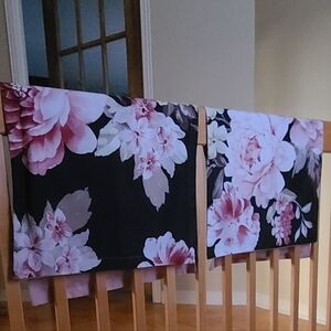 2 Black Floral Pillows Shams